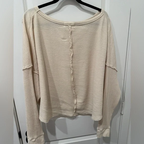 CARLY JEAN LOS ANGELES CJLA IVORY CREAM WAFFLE KNIT TOP - Picture 2 of 6
